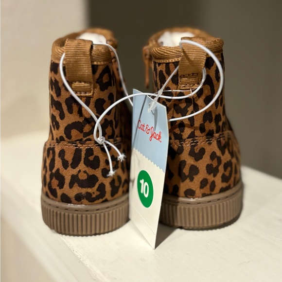 Cat and Jack Toddler Girls Arlo Zipper Shearling Boots Leopard Brown Faux Sz 10 - Picture 3 of 7